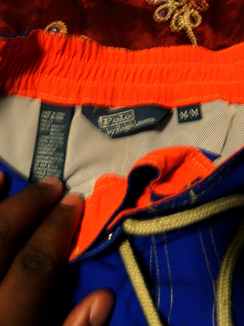 Polo by Ralph Lauren Royal Blue Swim Shorts with Orange Waistband